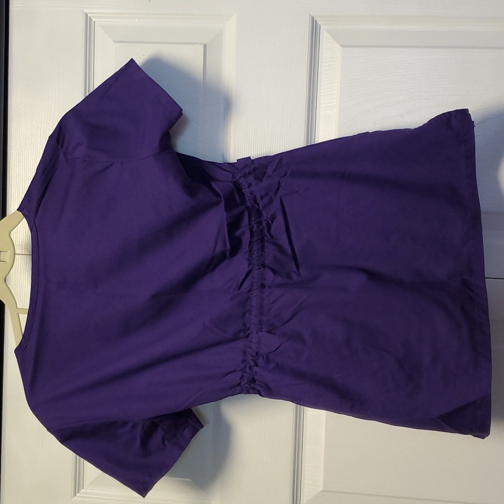Cherokee Women's Junior Fit Mock Wrap scrub Top XXS - nu grape